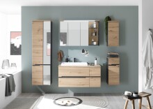Hängeschrank >Memphis< Grau / Artisan Eiche Dekor - 30x70x23cm (BxHxT)