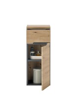 Badkommode >Memphis< Grau / Artisan Eiche Dekor - 30x74x31cm (BxHxT)