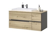 Badezimmer-Set >Memphis< (3-tlg. ) Grau / Artisan Eiche Dekor - 180x176x53 (BxHxT)