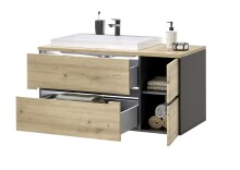 Badezimmer-Set >Memphis< (3-tlg. ) Grau / Artisan Eiche Dekor - 180x176x53 (BxHxT)