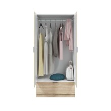 Kleiderschrank >GARONA< 2 Türen, 1 Schublade, in Canadian Eiche Dekor - 80x170x51 (BxHxT)