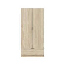 Kleiderschrank >GARONA< 2 Türen, 1 Schublade, in Canadian Eiche Dekor - 80x170x51 (BxHxT)