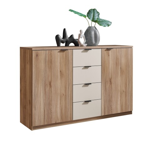 Sideboard >Danao< in Mauvella Oak / Kashmir, Dekor - 140x89,5x38cm (BxHxT)