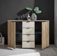 Sideboard >Danao< in Mauvella Oak / Kashmir, Dekor - 140x89,5x38cm (BxHxT)