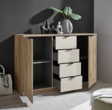 Sideboard >Danao< in Mauvella Oak / Kashmir, Dekor - 140x89,5x38cm (BxHxT)