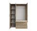Drehtürenschrank >Vesala< 3 Türen, 3 Schübe, Mauvella Oak mit Spiegel - 135x195x56 (BxHxT)