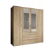 Drehtürenschrank >Vesala< 4 Türen, 3 Schübe, Mauvella Oak / Spiegel - 180x195x56 (BxHxT)