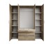 Drehtürenschrank >Vesala< 4 Türen, 3 Schübe, Mauvella Oak / Spiegel - 180x195x56 (BxHxT)