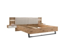 Bettanlage >Daria< Liegefl. 180x200cm, Viking Oak hell / Weiß - 297,6x98,8x222,4 (BxHxT)
