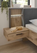 Bettanlage >Daria< Liegefl. 180x200cm, Viking Oak / Graphit - 297,6x98,8x222,4cm (BxHxT)