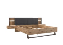 Bettanlage >Daria< Liegefl. 180x200cm, Viking Oak / Graphit - 297,6x98,8x222,4cm (BxHxT)