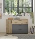 Sideboard >Daria< 1 Tür, 3 Schübe, Viking Oak Dekor / Graphit - 125x82,6x40cm (BxHxT)
