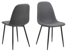 Essgruppe >Wilma< (5-teilig) Stühle dunkelgrau, Tisch Wildeiche - 120x75x80 (BxHxT)