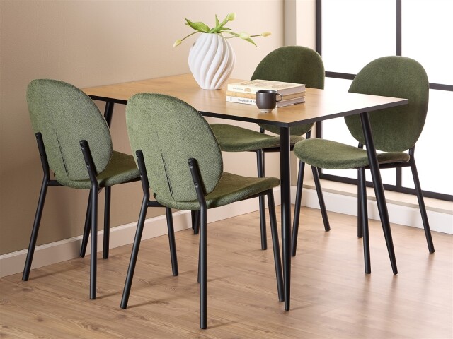Essgruppe >Wilma< (5-teilig) waldgrün Wildeiche Dekor - 120x75x80 (BxHxT)