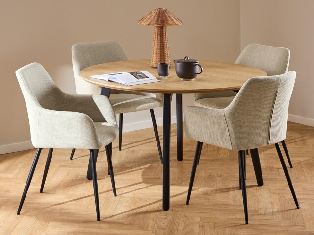 Essgruppe >Cadiz< (5-teilig) beige Eiche Dekor - 75x120 (HxD)