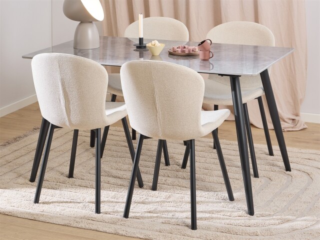 Essgruppe >Wicklow< (5-teilig) beige / Batis grau - 140x75x80 (BxHxT)