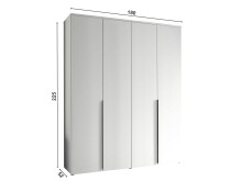 Drehtürenschrank >Kevo< 4 Türen, 2 Stangen, 2 Böden, Weiß, Dekor - 180x225x52cm (BxHxT)