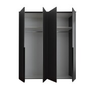 Drehtürenschrank >Kevo< 4 Türen, 2 Stangen, 2 Böden, Graphit, Dekor - 180x225x52cm (BxHxT)