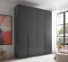 Drehtürenschrank >Kevo< 4 Türen, 2 Stangen, 2 Böden, Graphit, Dekor - 180x225x52cm (BxHxT)