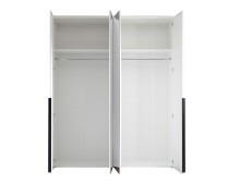Drehtürenschrank >Kevo<  4 Türen, 2 Böden, Weiß / Spiegel, Dekor - 180x225x52cm (BxHxT)