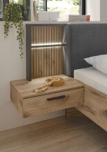 Schlafzimmer-Set >Daria< (4-teilig) Kleiderschrank, Bett, Kommode, Viking Oak Dekor  / Graphit