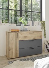 Schlafzimmer-Set >Daria< (4-teilig) Kleiderschrank, Bett, Kommode, Viking Oak Dekor  / Graphit
