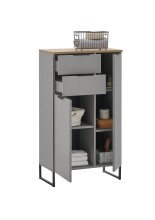 Badkommode >Denver< 2 Türen/Schübe, grau matt / evoke eiche - 60x106x32 (BxHxT)