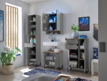 Badezimmer-Set >Denver< (4-tlg.) in grau / Evoke Eiche Dekor - 200x195x35 (BxHxT)