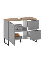 Badezimmer-Set >Denver< (3-tlg.) in grau matt / Evoke Eiche Dekor - 160x195x35 (BxHxT)
