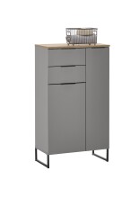 Badezimmer-Set >Denver< (3-tlg.) in grau matt / Evoke Eiche Dekor - 160x195x35 (BxHxT)