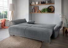 Schlafsofa >Phedra< in 9751 Corto grau, Mikrofaser / Stoff - 242x90x131 (BxHxT)