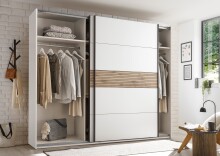 Schlafzimmer-Set >Daria< (4-teilig) Schrank, Passepartout, Bett, Kommode,  Viking Oak / weiss