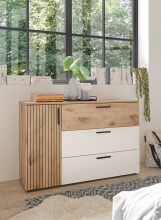 Schlafzimmer-Set >Daria< (3-teilig) Kleiderschrank, Doppelbett, Kommode,  Viking Oak / weiss