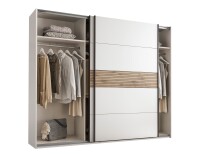 Schlafzimmer-Set >Daria< (3-teilig) Kleiderschrank, Passepartout, Bett, Viking Oak / weiss