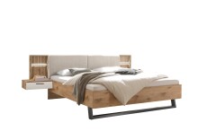 Schlafzimmer-Set >Daria< (2-teilig) Kleiderschrank mit Spiegel, Doppelbett, Viking Oak / weiss