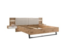 Schlafzimmer-Set >Daria< (2-teilig) Kleiderschrank mit Spiegel, Doppelbett, Viking Oak / weiss