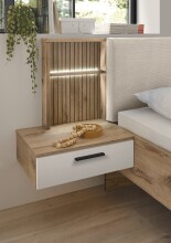 Schlafzimmer-Set >Daria< (2-teilig) Kleiderschrank mit Spiegel, Doppelbett, Viking Oak / weiss