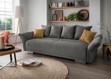 Schlafsofa >Phedra< in 9754 Corto grau-braun, Mikrofaser - 242x91x131cm (BxHxT)