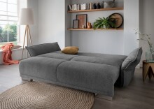 Schlafsofa >Phedra< in 9754 Corto grau-braun, Mikrofaser - 242x91x131cm (BxHxT)