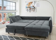 Polsterecke >Allin< Schlaffunktion, 6 Kissen, Bezug anthrazit/denim - 250x66x190 (BxHxT)