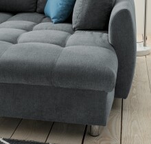 Polsterecke >Allin< Schlaffunktion, 6 Kissen, Bezug anthrazit/denim - 250x66x190 (BxHxT)