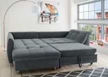Polsterecke >Allin< Schlaffunktion, 6 Kissen, Bezug anthrazit/denim - 250x66x190 (BxHxT)