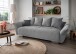 Schlafsofa >Phedra< in 9752 Corto silber, Mikrofaser/Stoff - 242x90x131 (BxHxT)