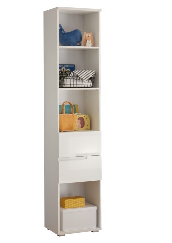 Standregal >Spice< in Weiß / Weiß Hochglanz - 45x209x35 (BxHxT)