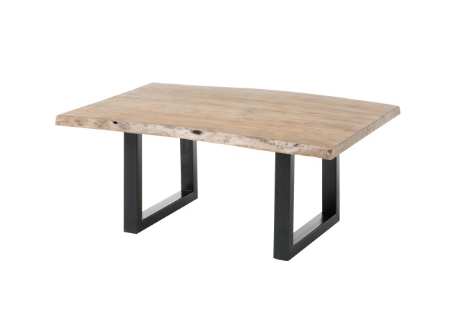 Couchtisch >India< Baumkante, Akazienholz, Metall schwarz - 110x45x70cm (BxHxT)