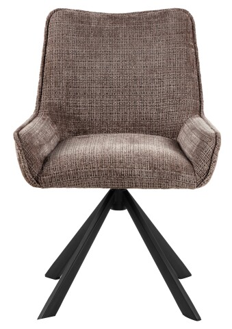 Drehstuhl >Eddie< (2er-Set) Spidergestell schwarz, Bezug in braun - 59x81x56 (BxHxT)