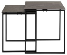Satztisch >Katrine< (2er-Set) Glas-Keramik / schwarz - 50x55x50 + 43x43x50 cm (BxHxT)