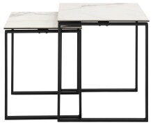 Satztisch >Katrine< (2er-Set) Glas-Keramik, weiss - 50x55x50 + 43x43x50 cm (BxHxT)