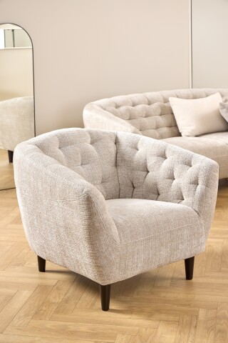 Sessel >Ria< Taschenfederkern, Bezug beige, Chenille Stoff - 97x78x84cm (BxHxT)