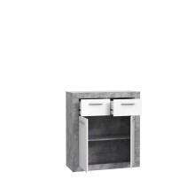 Kommode >BACCIO< 2 Türen, 2 Schübe, Betonoptik grau / Weiss - 83x91,8x33,8cm (BxHxT)